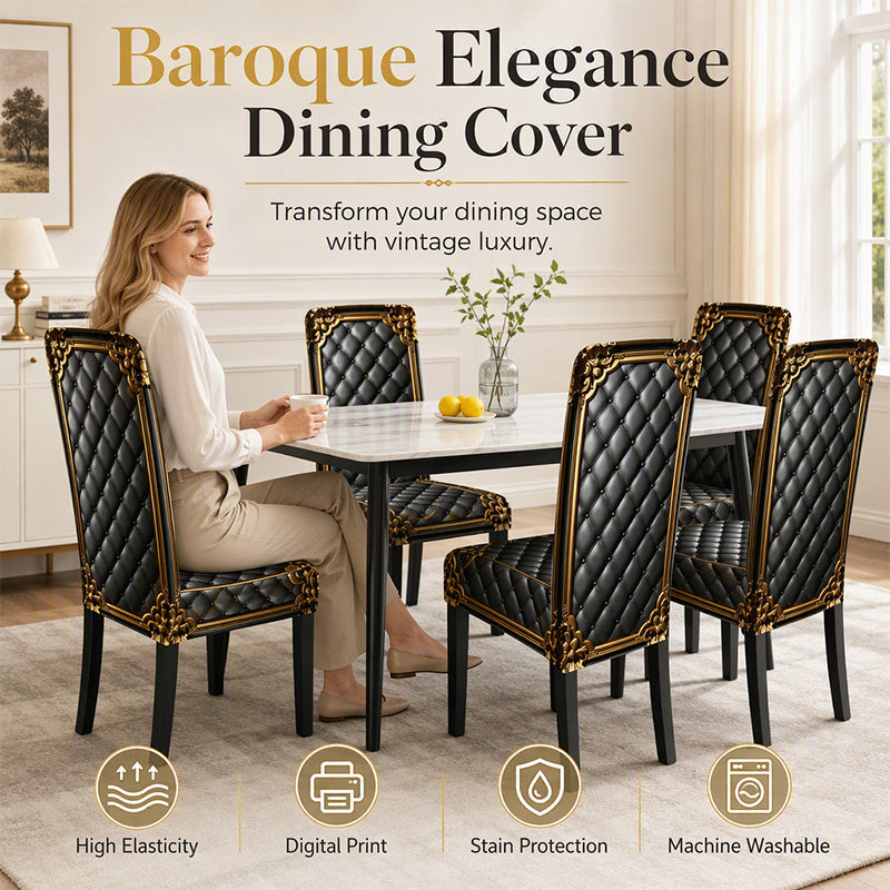 🪑Washable Stretch Chair Cover – Baroque Gilded Print High‑Density Elastic Fabric ✨