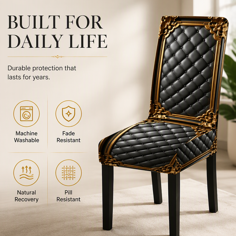 🪑Washable Stretch Chair Cover – Baroque Gilded Print High‑Density Elastic Fabric ✨