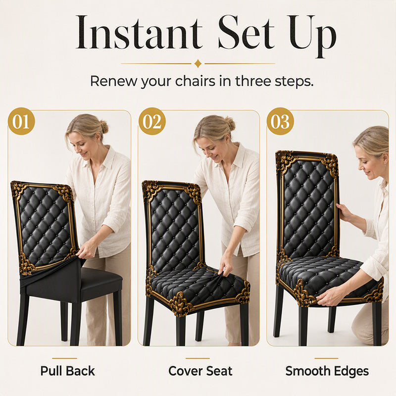 🪑Washable Stretch Chair Cover – Baroque Gilded Print High‑Density Elastic Fabric ✨